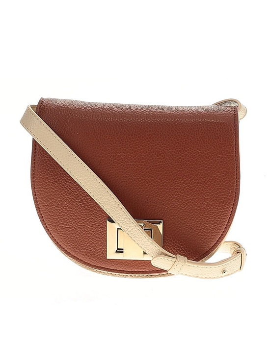 Steve Madden Handbags - Steve Madden Brown Saddle Crossbody with Cream Strap and Gold Hardware
